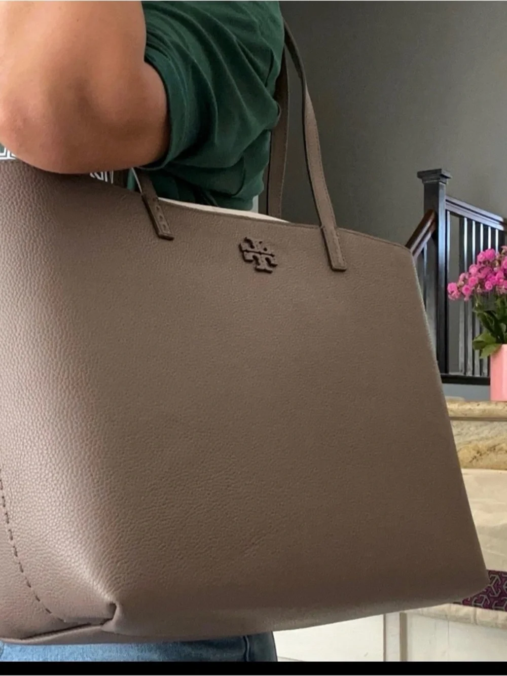 New Tory Burch McGraw Leather Tote Bag